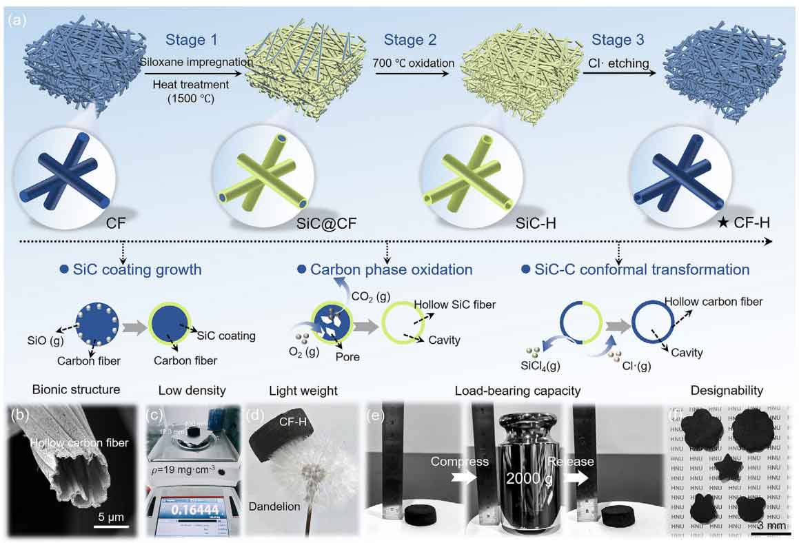 《Advanced Functional Materials》：中空碳纤维基多孔隔热材料，用于超轻量热防护