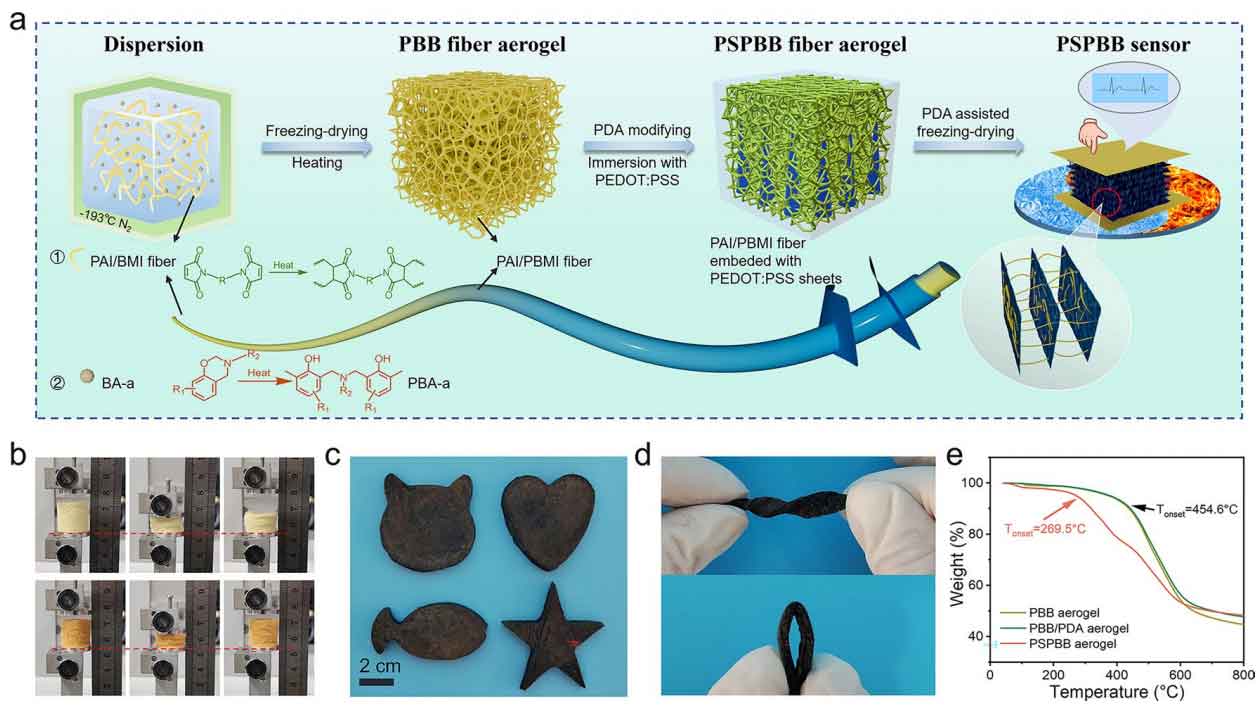 天津工业大学刘雍教授&李玉瑶副教授Adv. Fiber Mater.：超弹性纤维气凝胶，解锁-196℃至 200℃宽温区监测、个人防护一体化